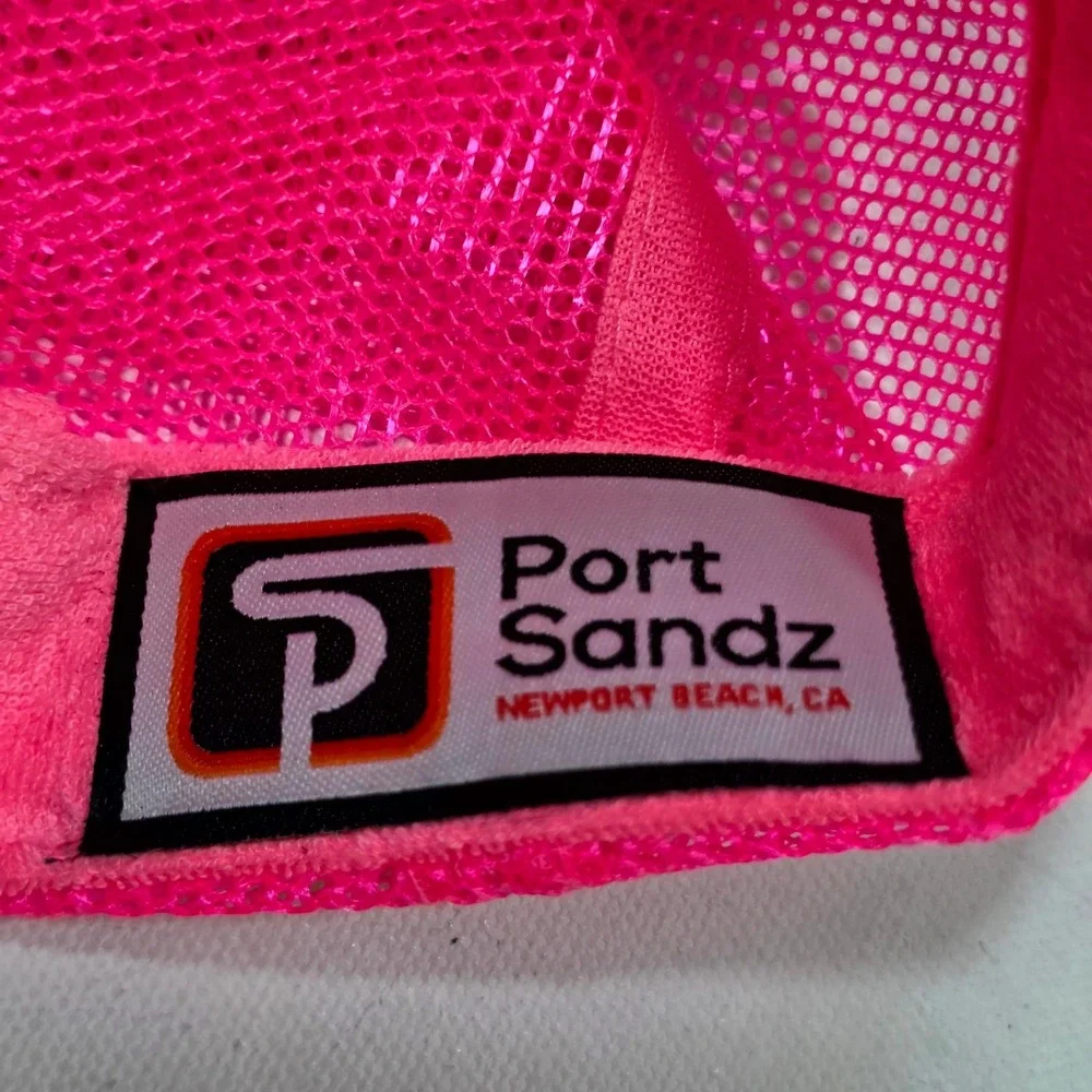 Port Sandz Trucker Hat Surf Neon Pink Malibu Sunset Retro Mesh Snapback Cap